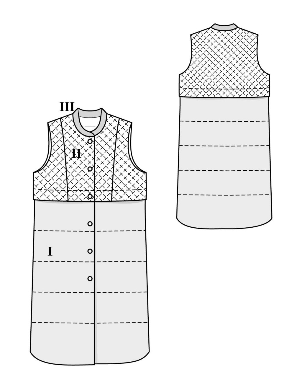 13 Zimní vesta s detaily z proševu